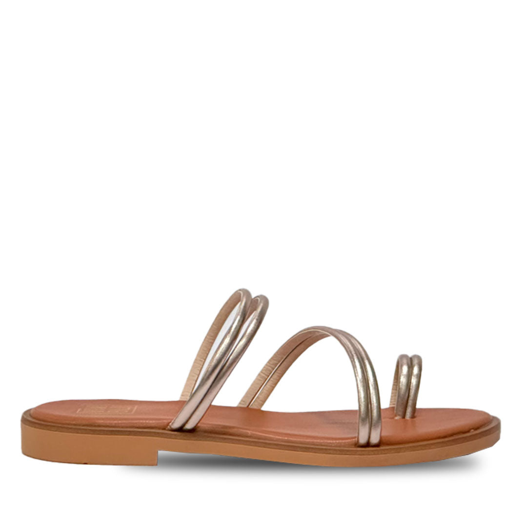 ViviBlu Gold Leather Flat Sandals