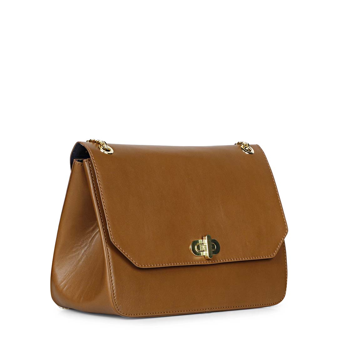 Favore Women Tan Leather Sling Satchel Bags