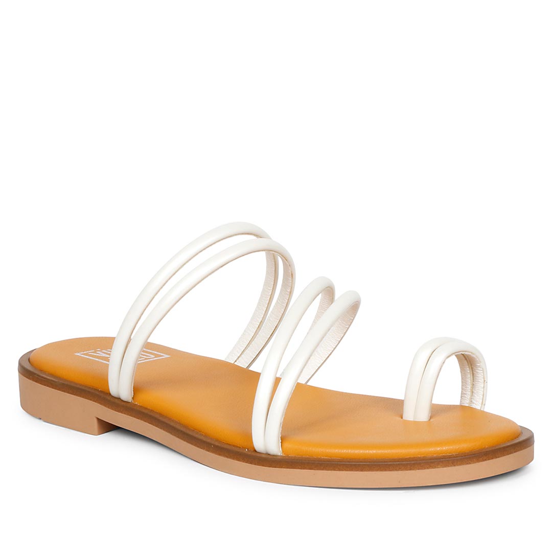 ViviBlu White Leather Flat Sandals