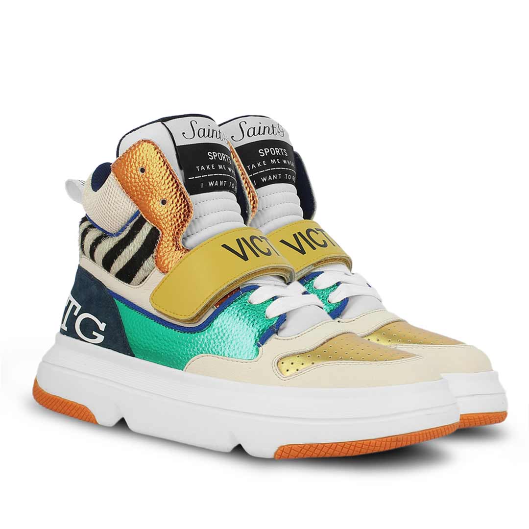 Whitesta Laurel Multi Color Leather Handcrafted Sneakers.