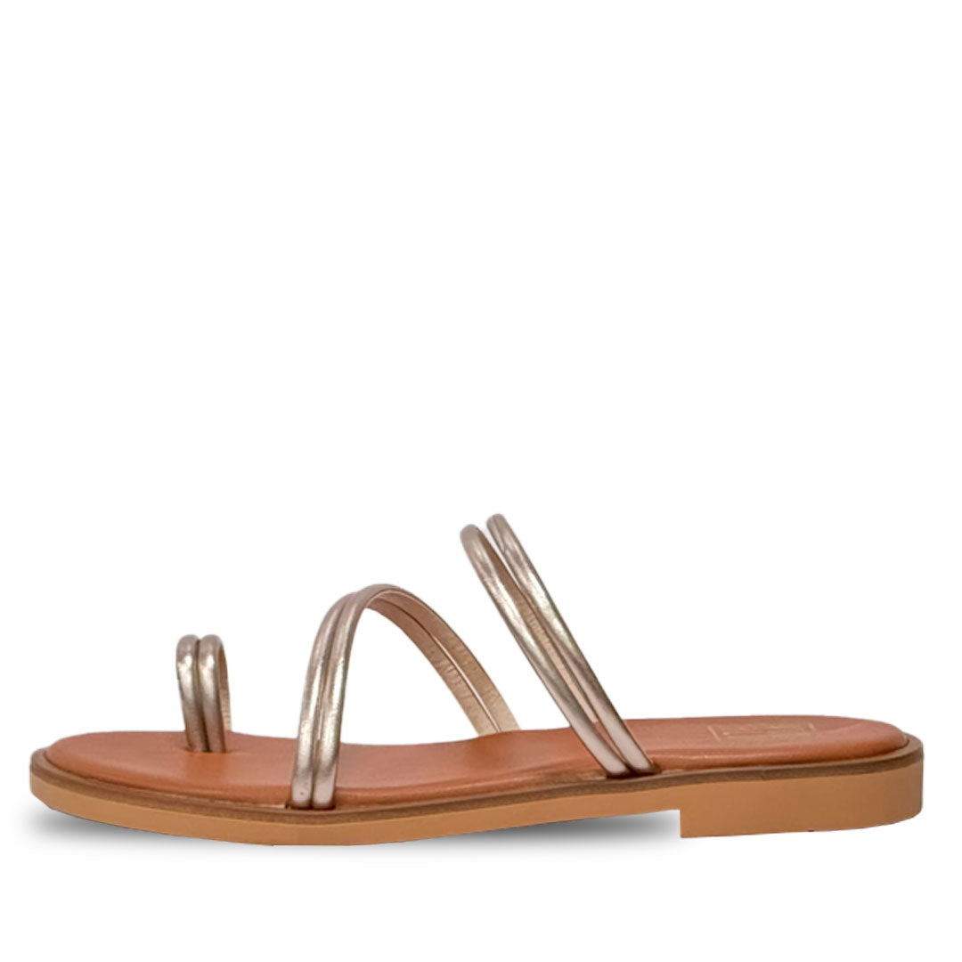 ViviBlu Gold Leather Flat Sandals