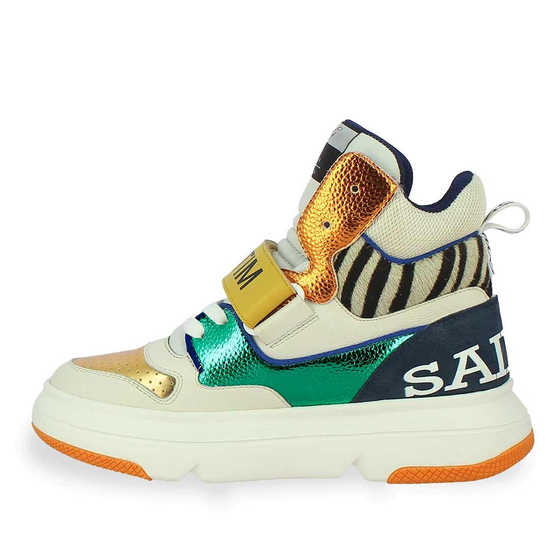 Whitesta Laurel Multi Color Leather Handcrafted Sneakers.