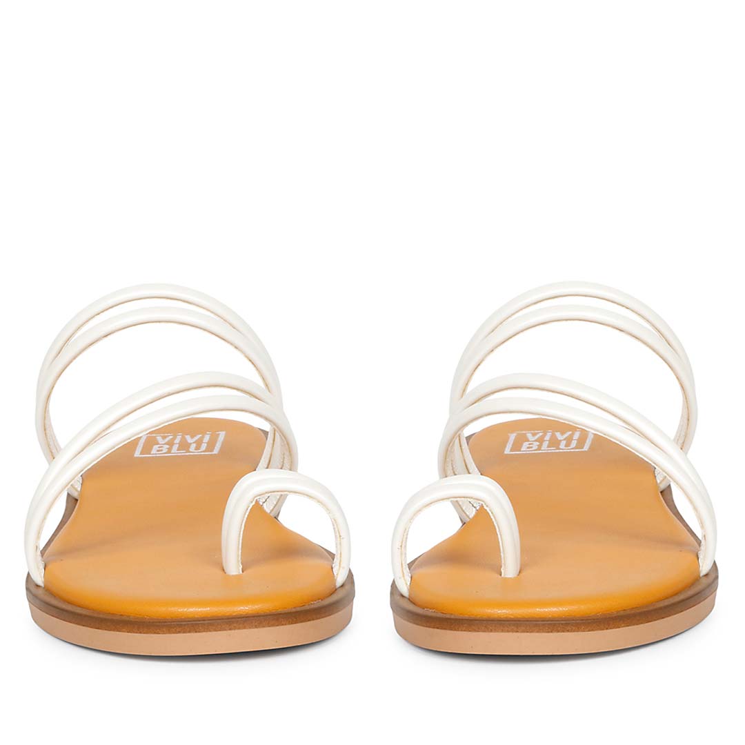 ViviBlu White Leather Flat Sandals