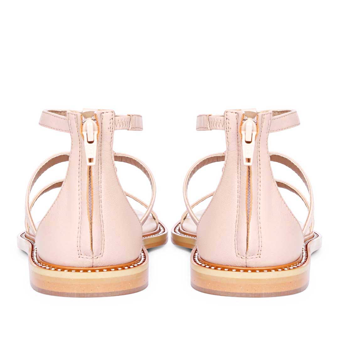 Saint Arlia Rivoli Stone Studded Light Pink Leather Sandals