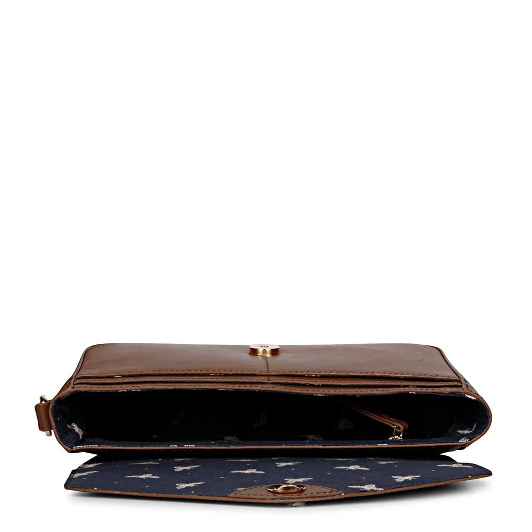 Favore Women Dark Brown Leather Sling Bags