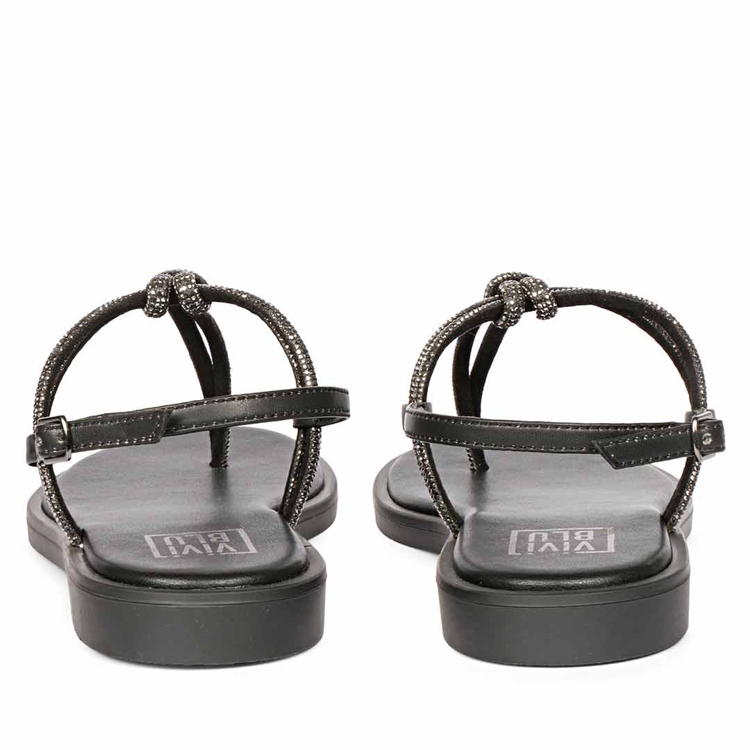 ViviBlu Gunmetal Leather Flat Sandals