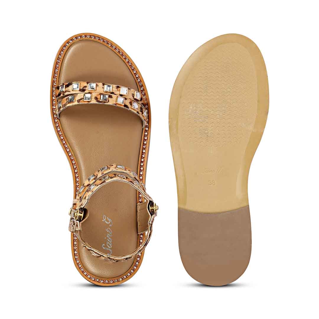 Saint Mia Beige Leather Studded Sandals