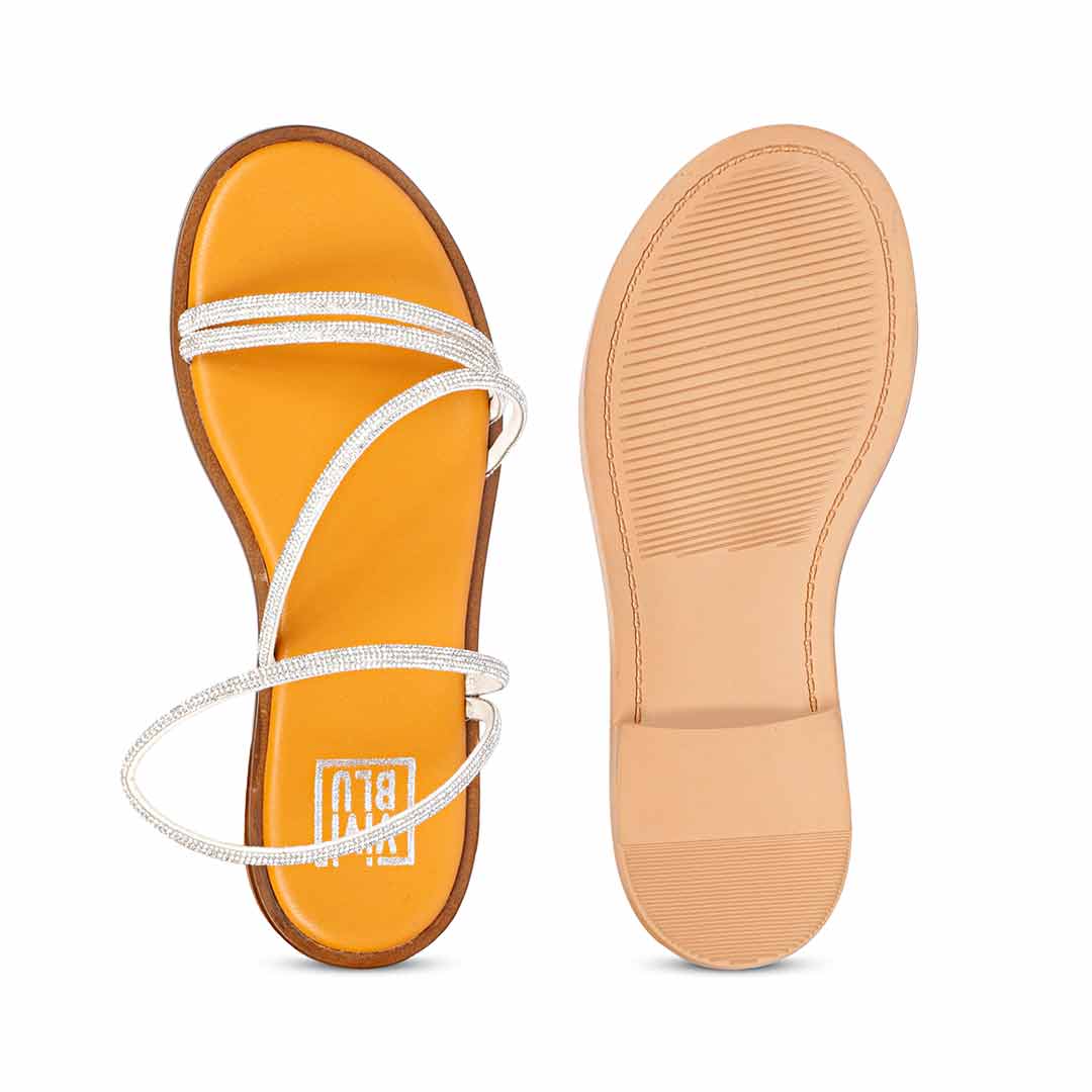 ViviBlu White Leather Flat Sandals