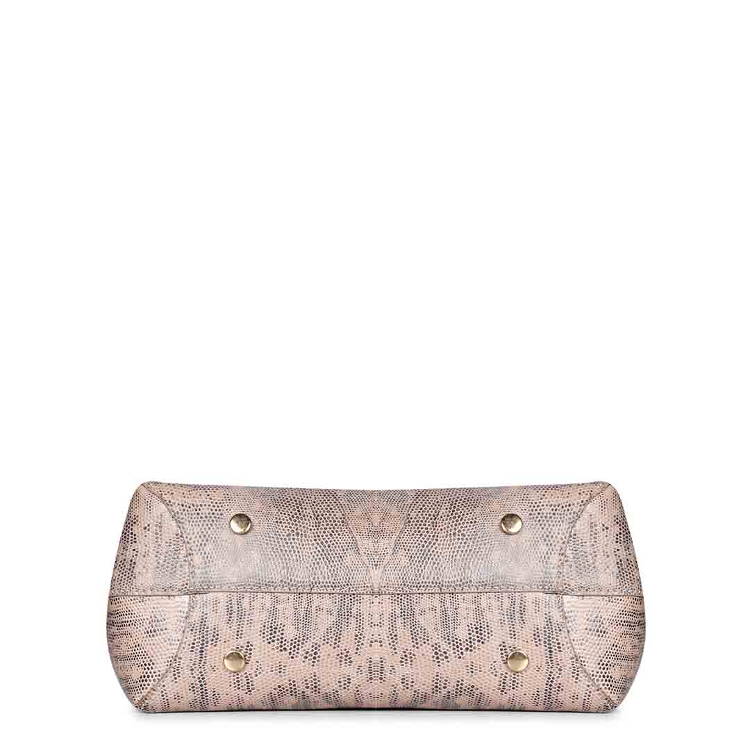 Favore Snake Print Peach Leather Satchel Bags
