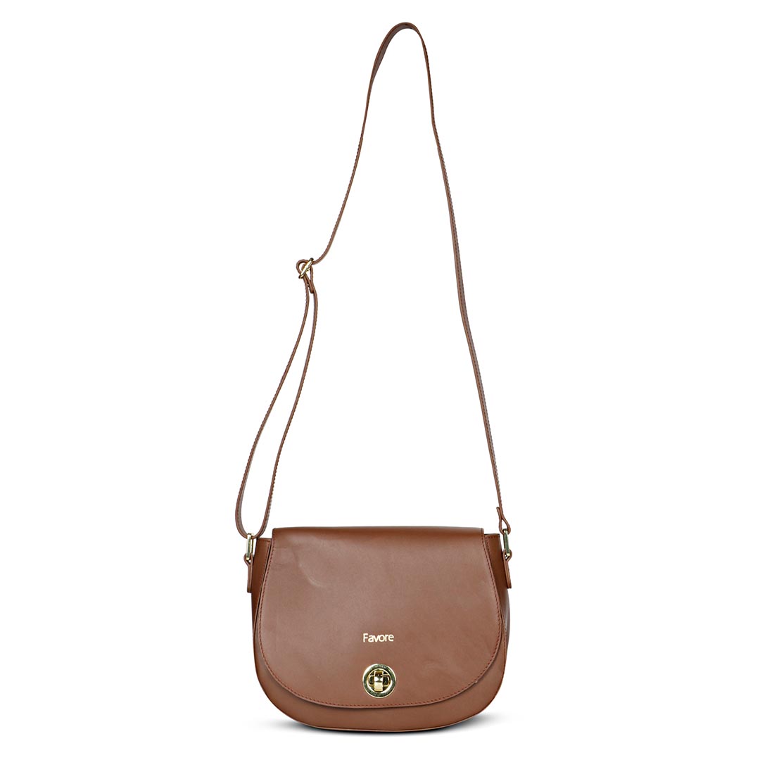 Favore Women Dark Brown Leather Saddle Bags