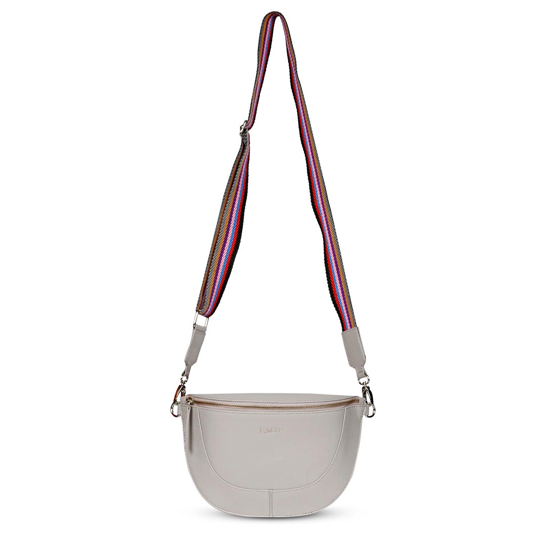 Favore Women Grey Leather Crossbody Fanny Bags