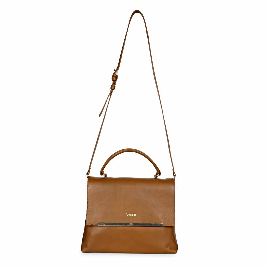 Favore Women Light Tan Leather Satchel Bags