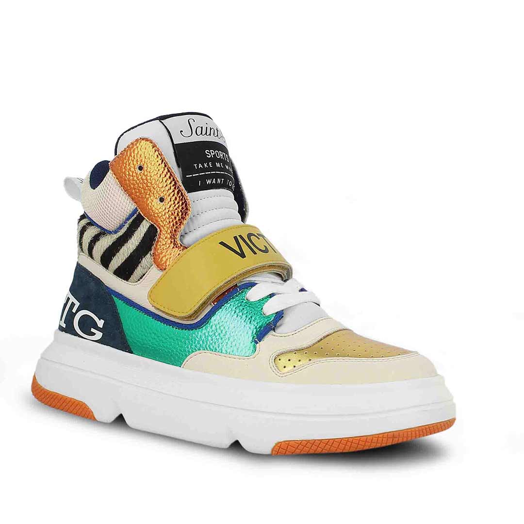 Whitesta Laurel Multi Color Leather Handcrafted Sneakers.