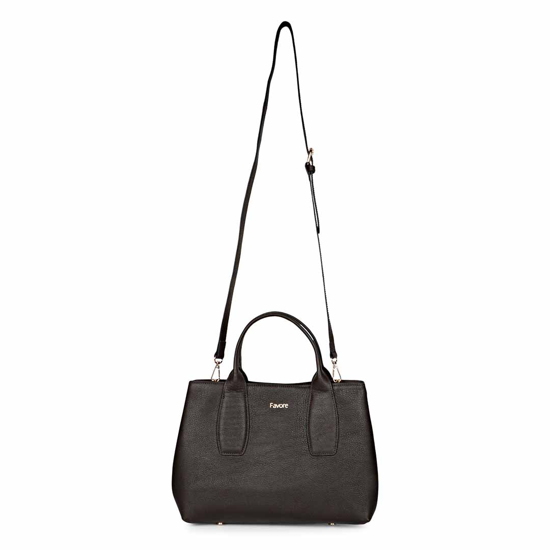 Favore Women Black Leather Satchel Bags