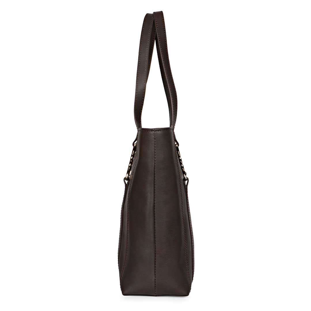 Favore Dark Chocolate womens Leather Shopper Tote Bag
