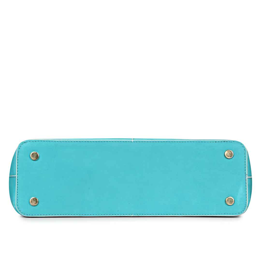 Favore Blue Womens Leather Shopper Tote Bag