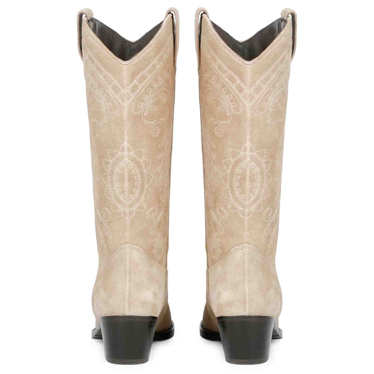 Saint Elodie's signature stitched ivory leather cowboy boots