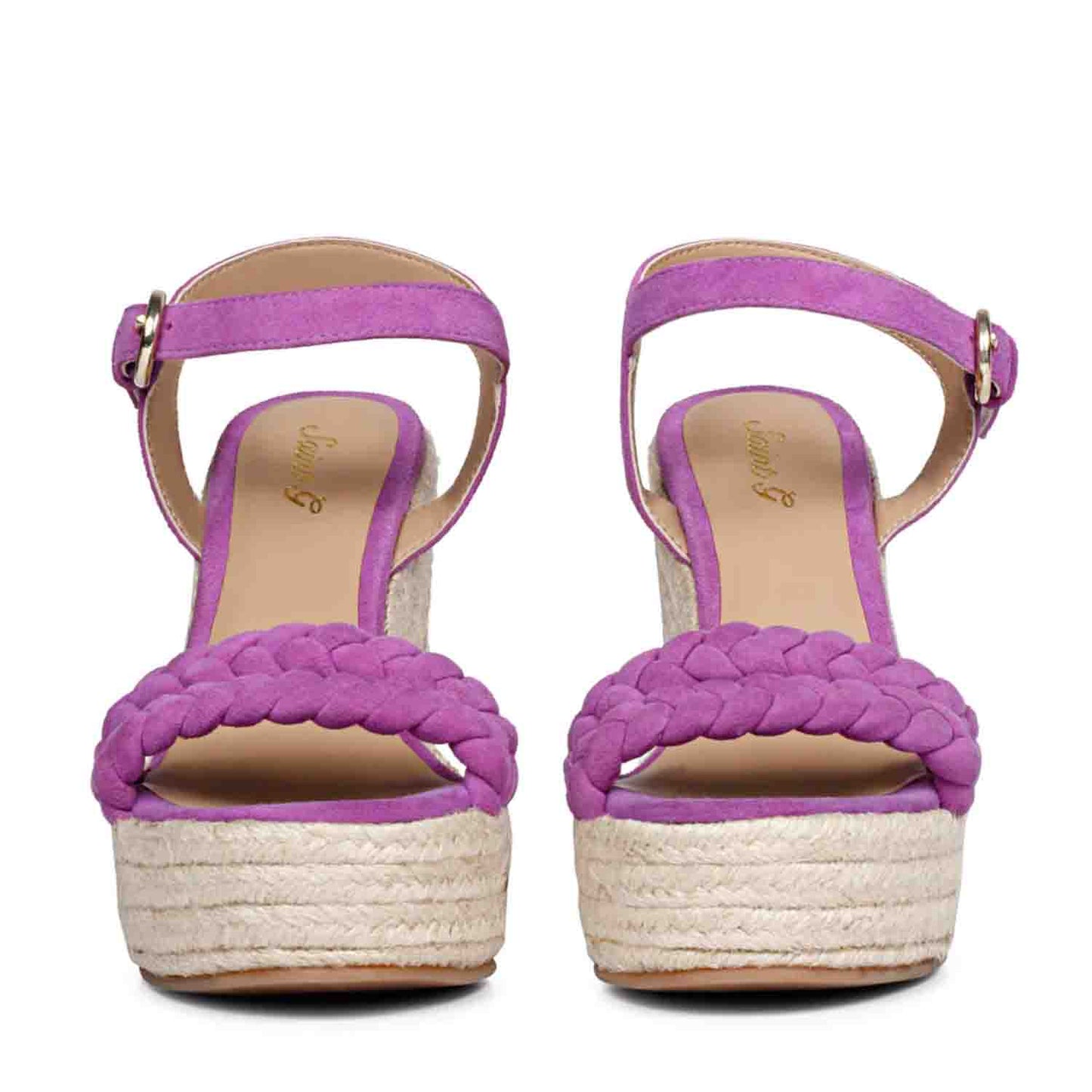 Elegant Woven Leather Wedges in Stunning Purple