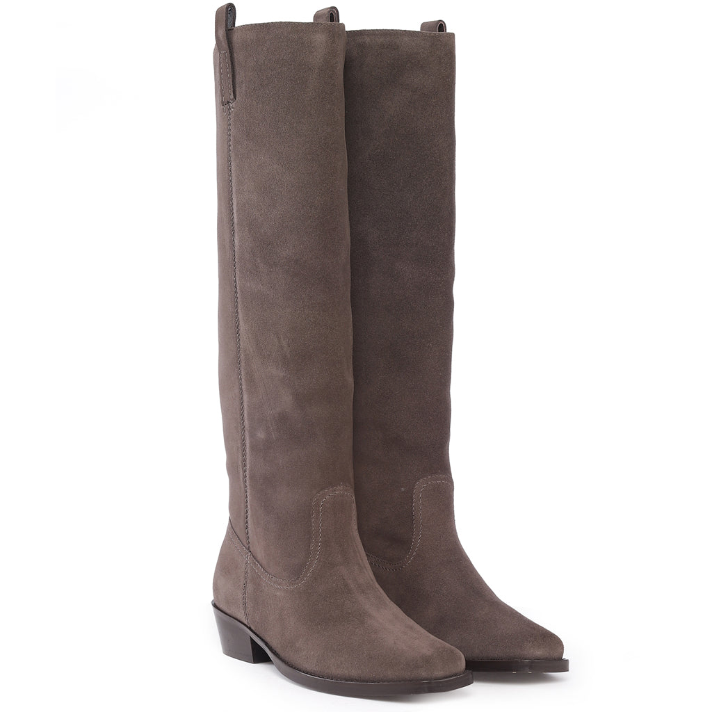 Saint Amabel Brown Suede Leather Pull On Knee High Boots