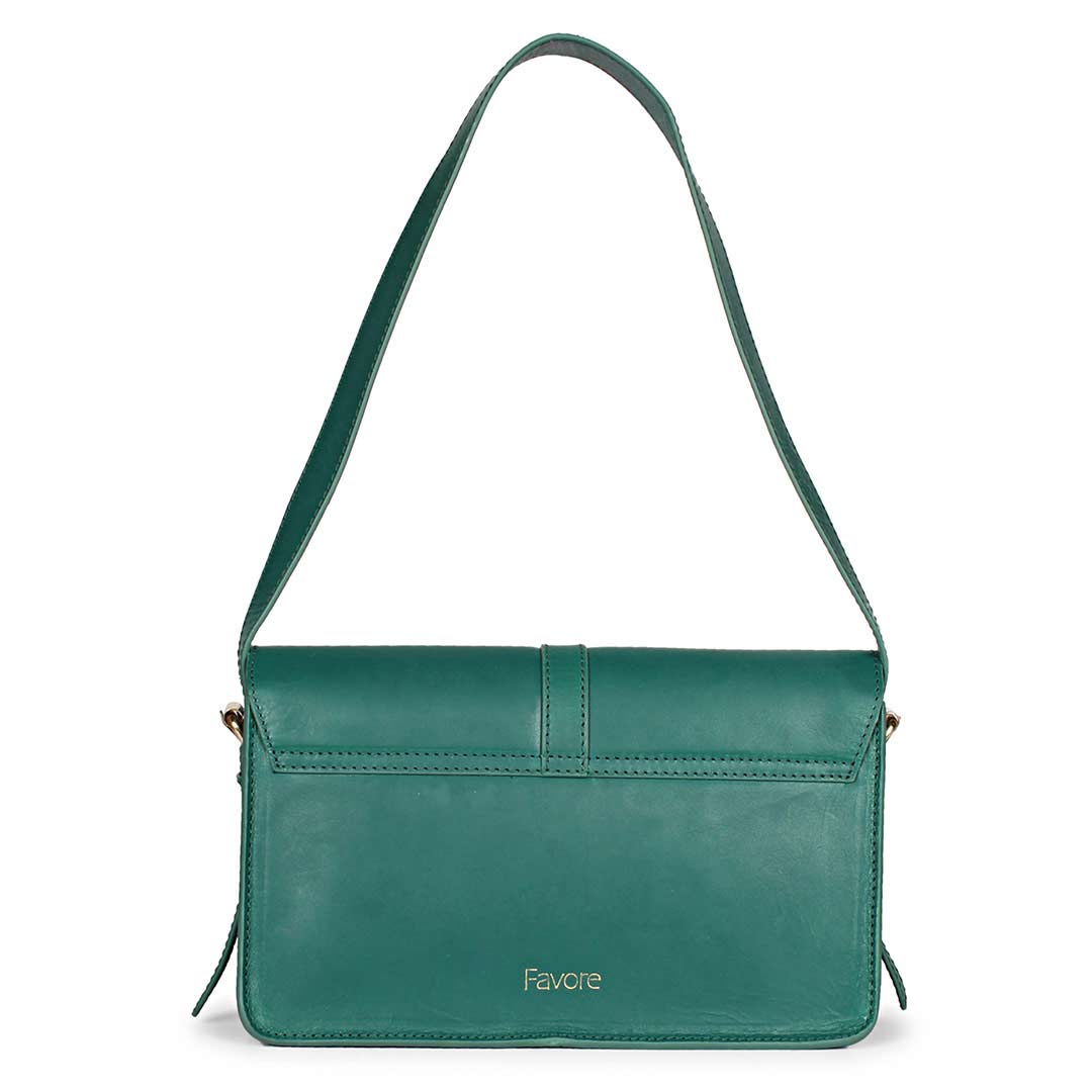 Favore Green Women Leather Structured Hanging Handbags