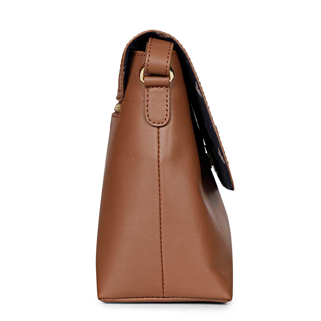 Favore Light Tan Womens Leather Structured Sling Bag