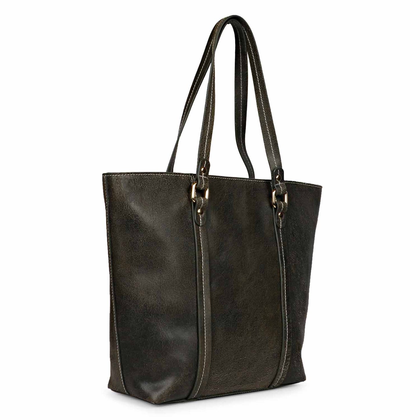 Favore Black Textured Leather Oversized Shopper Shoulder Bag