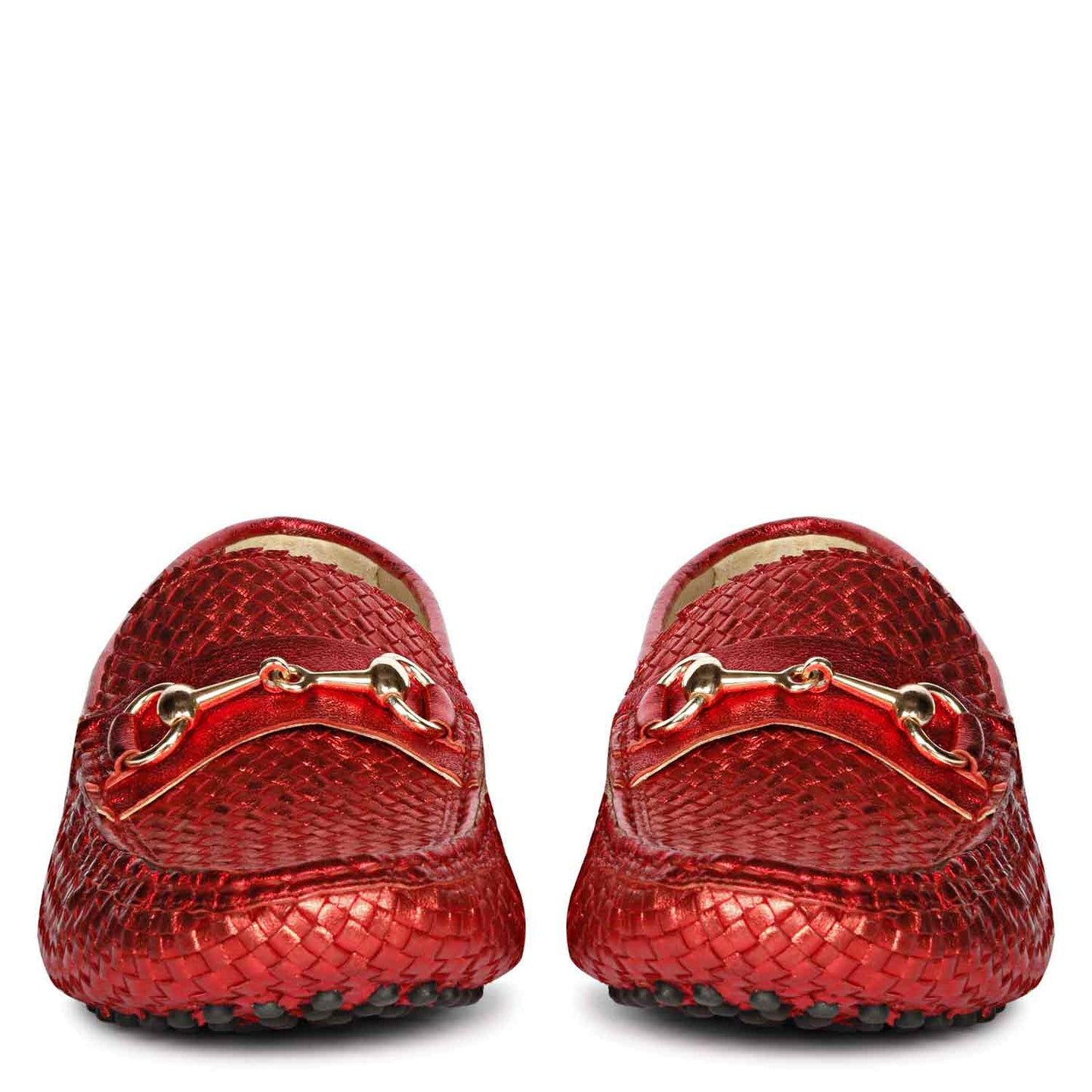 Saint Lucy Red Woven Leather Loafers