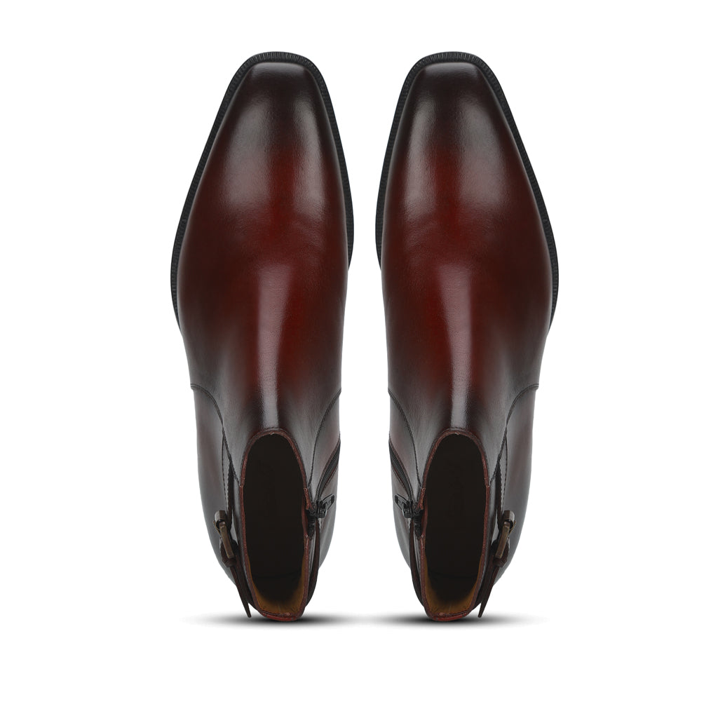 Saint Roger Red Leather Ankle Boot - SaintG
