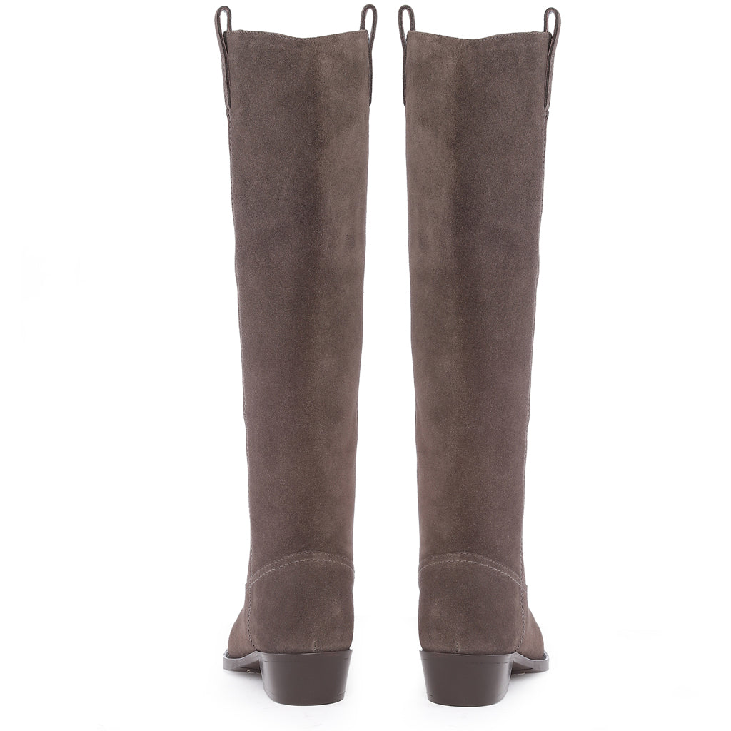 Saint Amabel Brown Suede Leather Pull On Knee High Boots