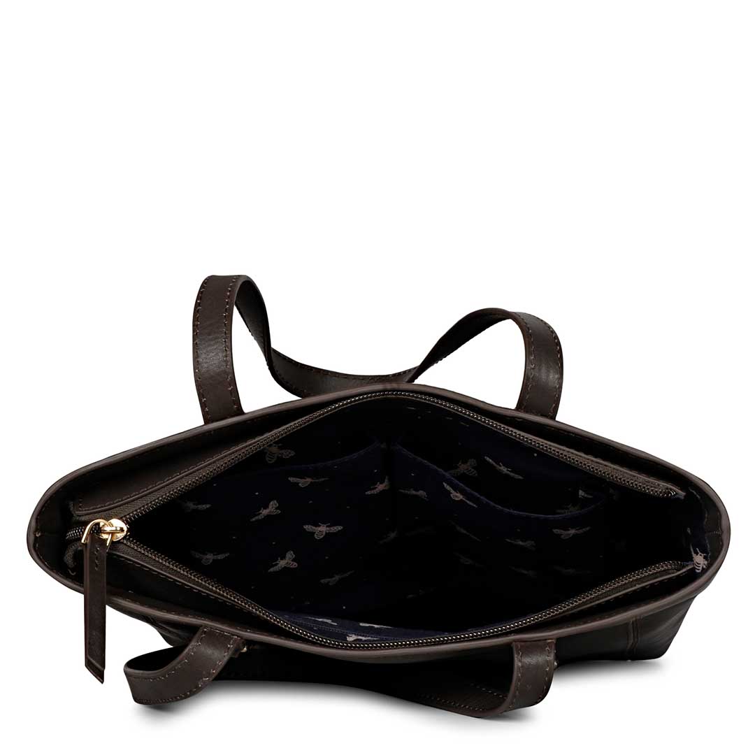 Favore Dark Chocolate womens Leather Shopper Tote Bag