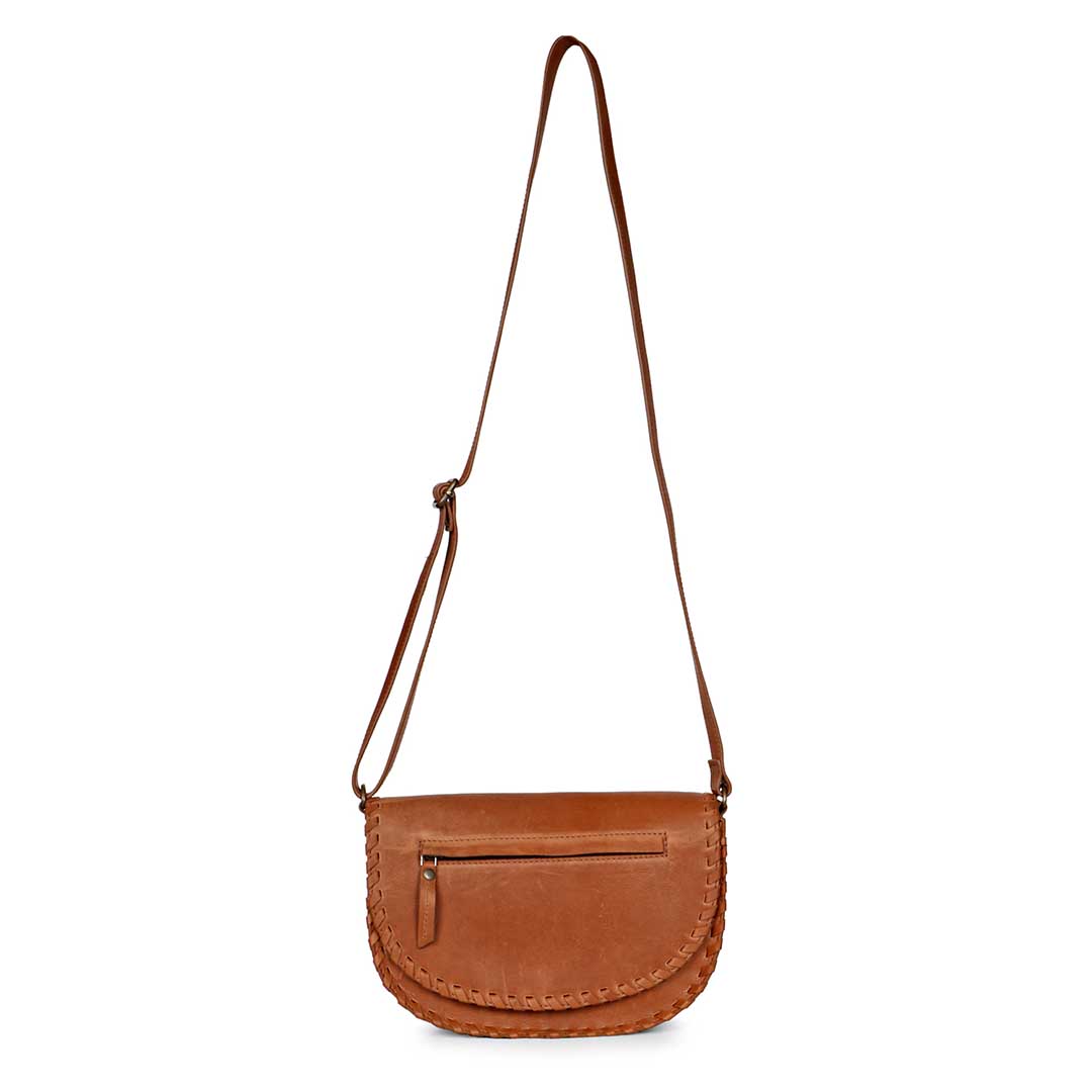 Favore Women Tan Leather Saddle Bags