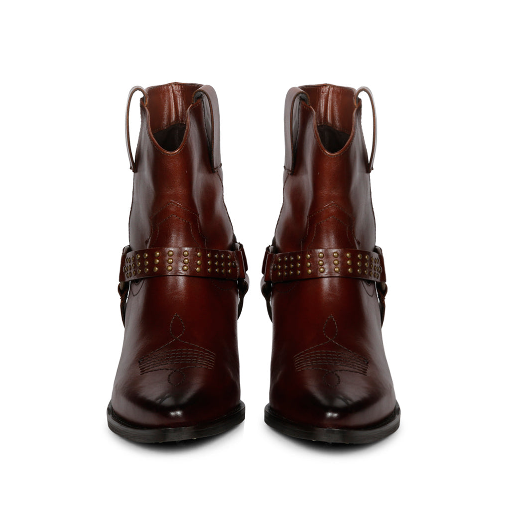 Saint Enrica Metal Studded Teak Leather Ankle Boots - SaintG India
