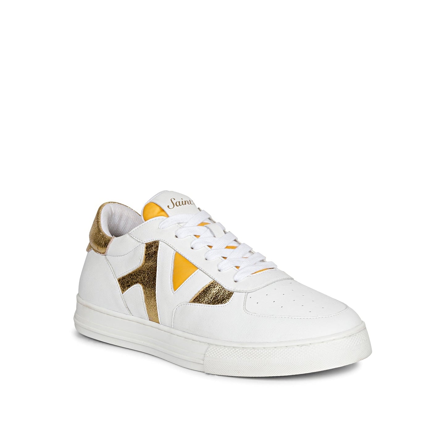 Whitesta Felix Unisex White & Yellow Leather Sneakers