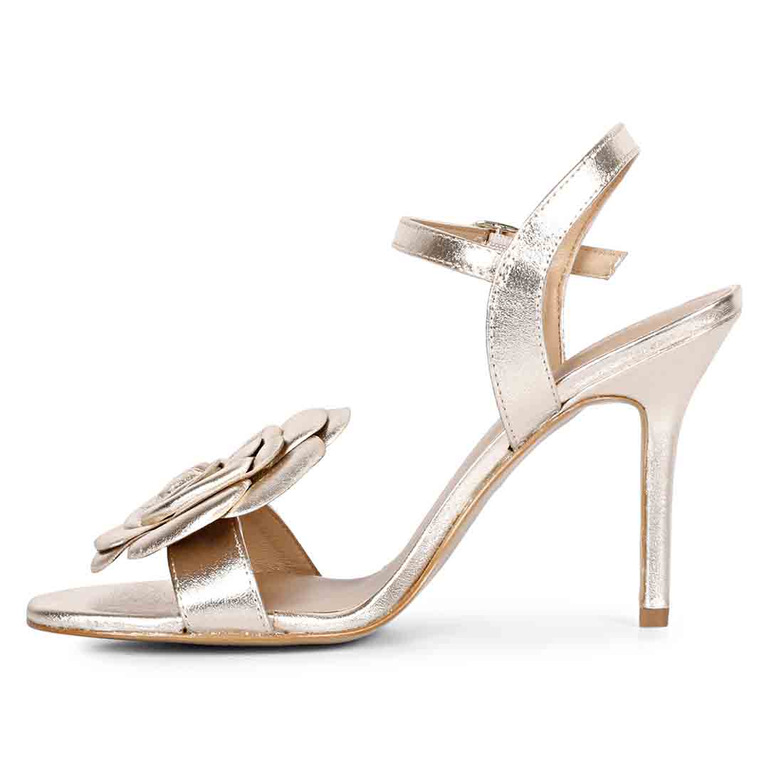 Metallic leather stilettos featuring floral accents - Saint Veronique style