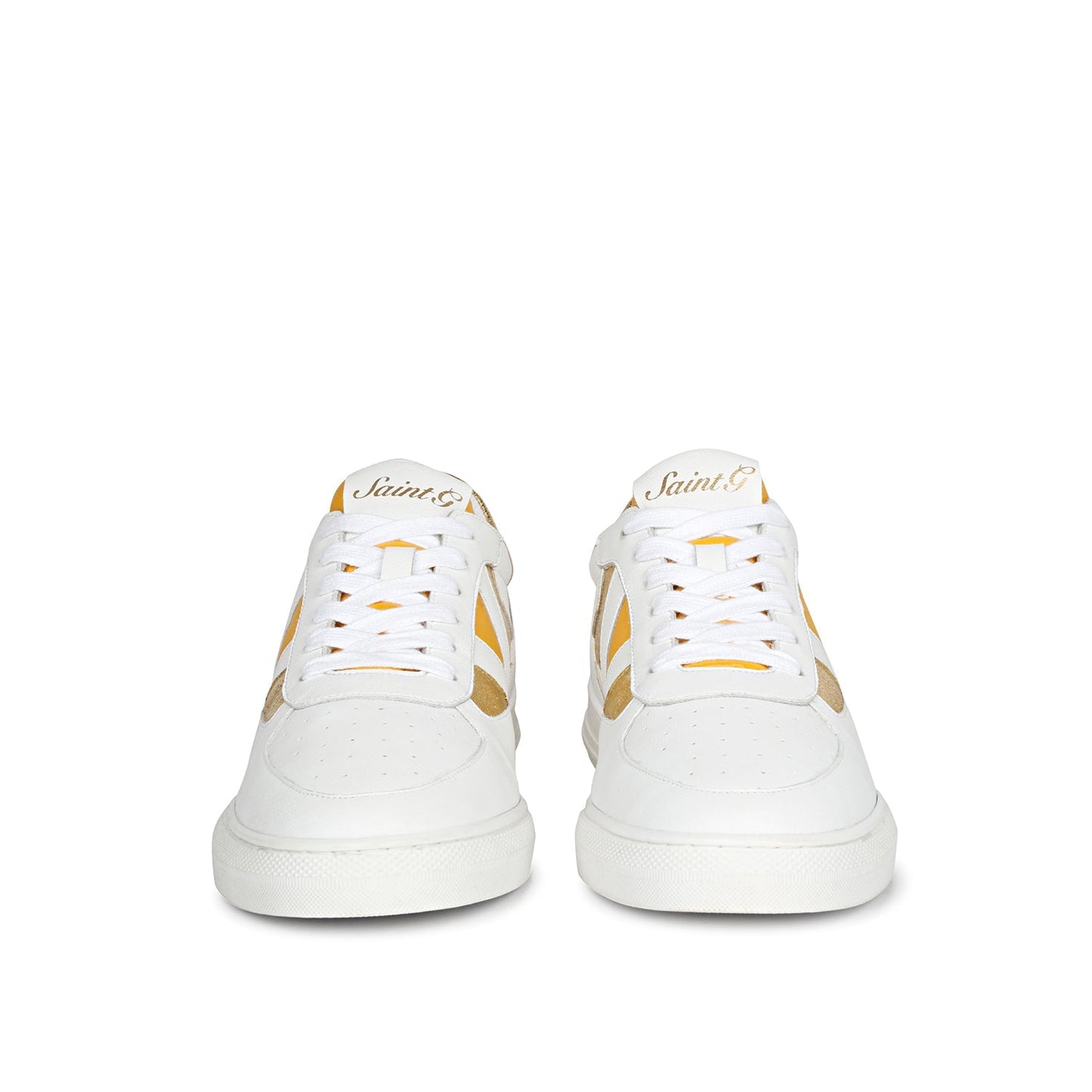 Whitesta Felix Unisex White & Yellow Leather Sneakers