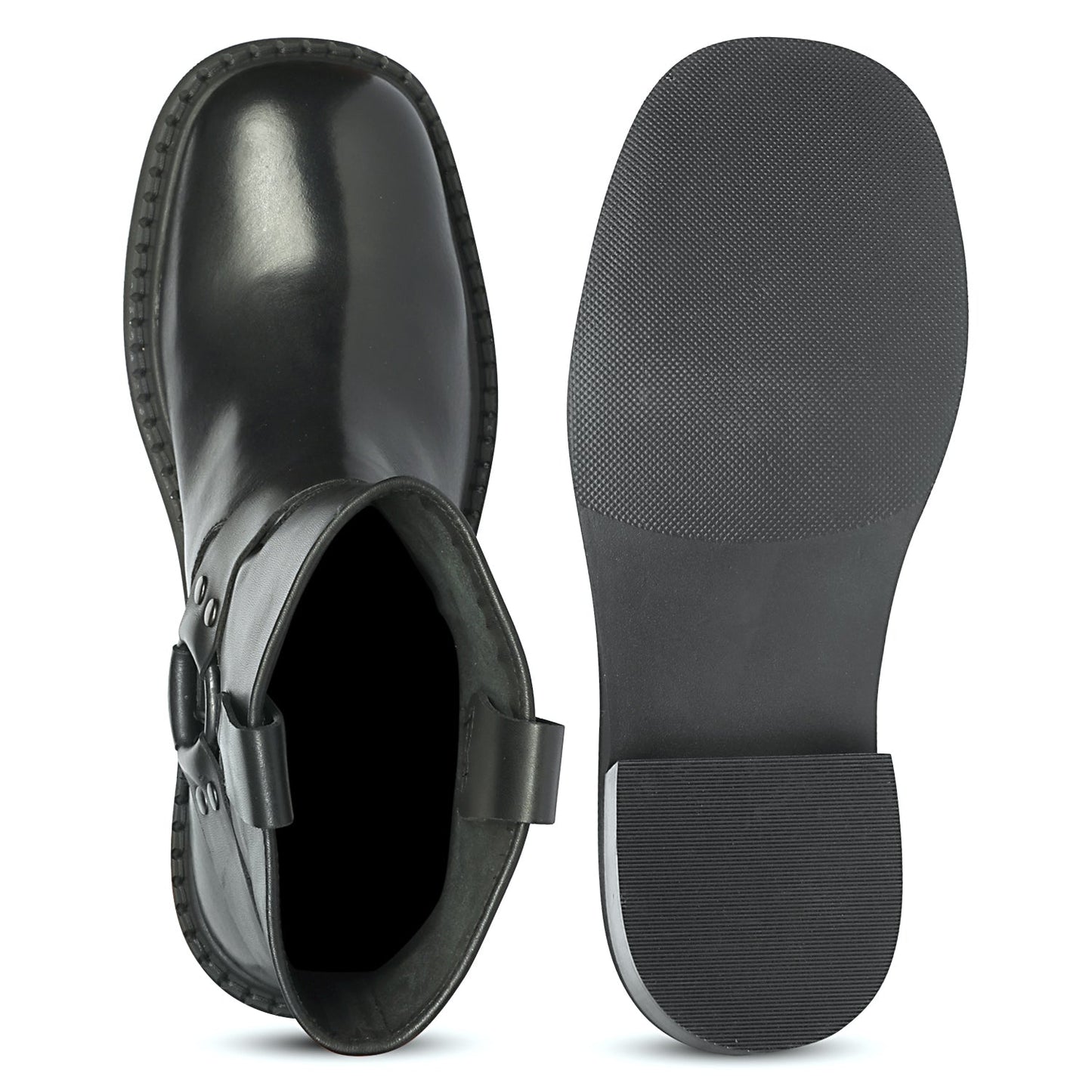Saint Sally Saint Black Leather O-Ring High Ankle Boots