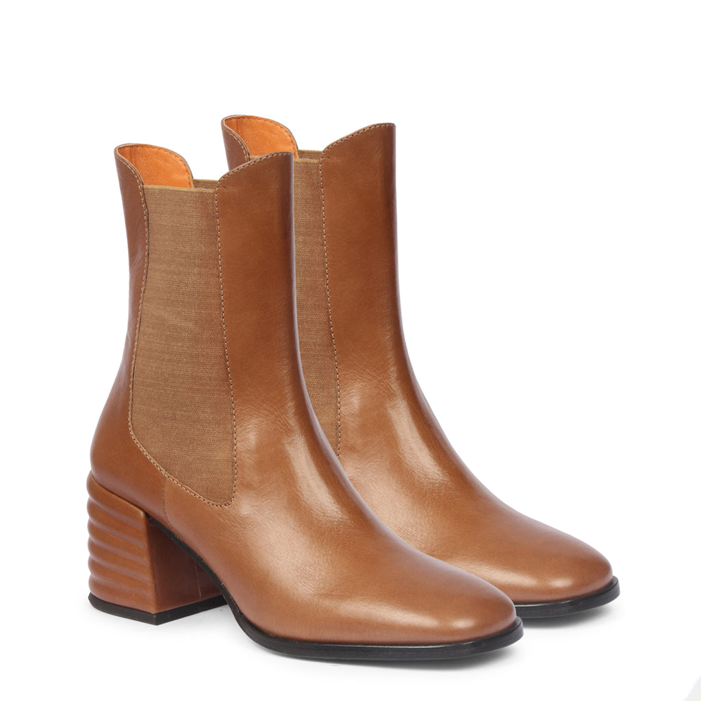 Saint Reagan Taupe Distressed Leather High Ankle Boots