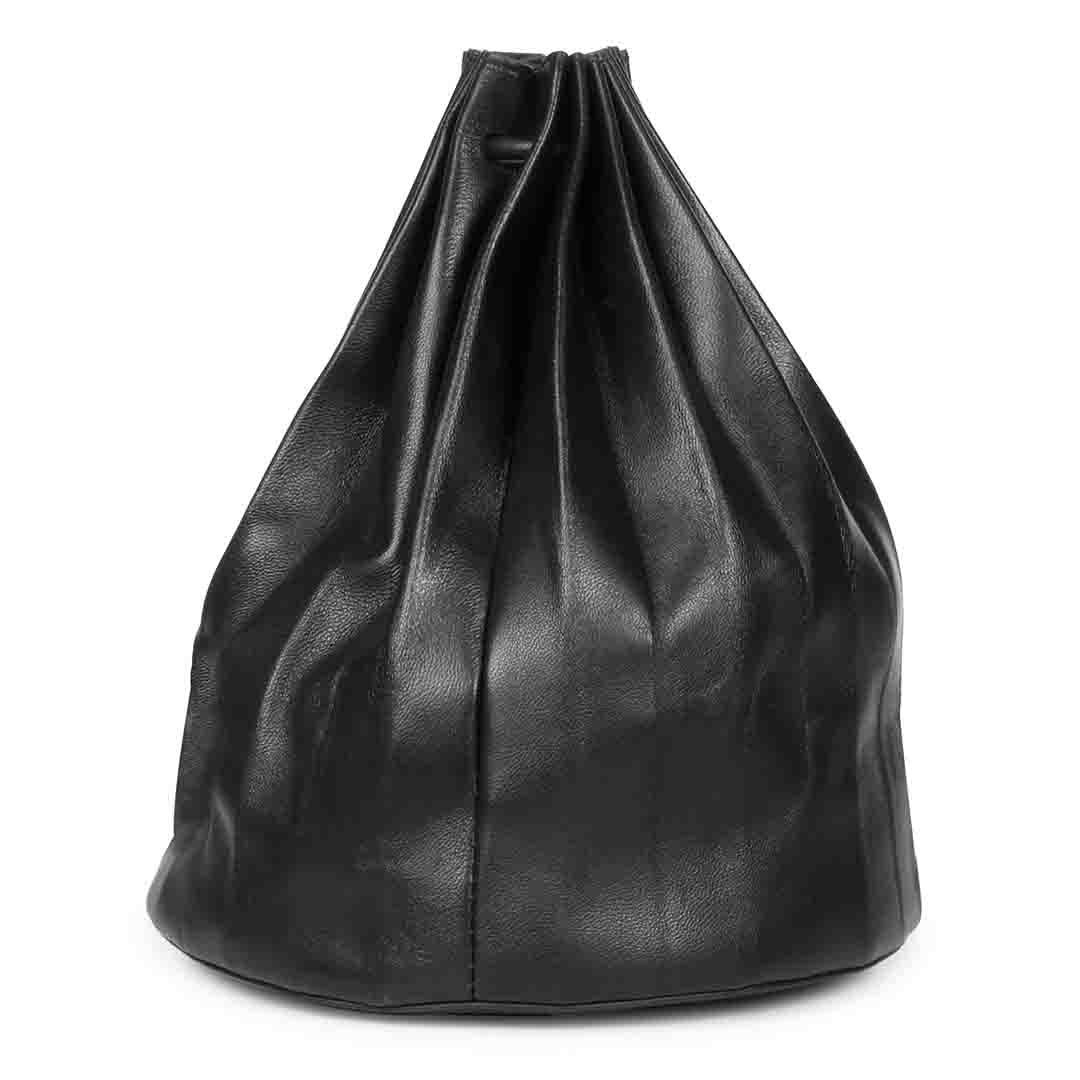 Favore Black Leather Drastring Pouch