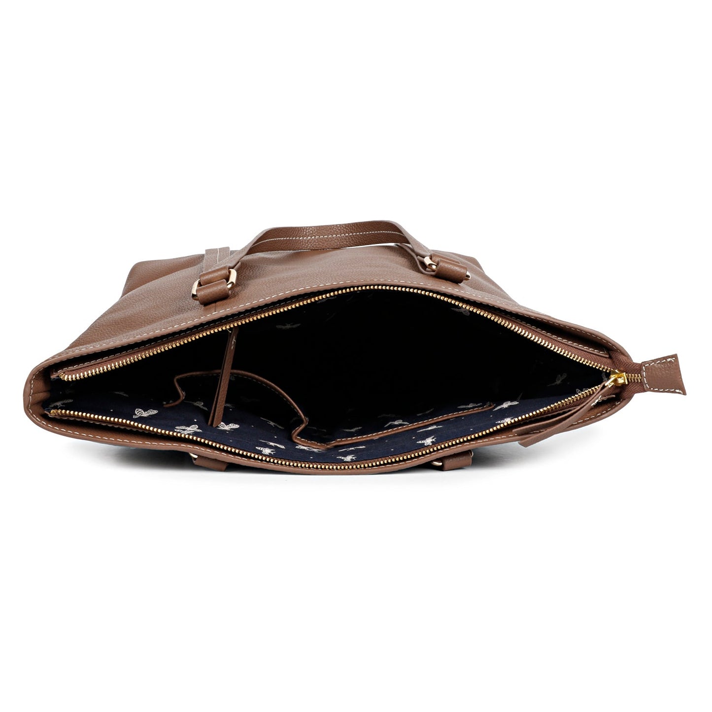 Favore Brown Textured Leather Oversized Shopper Shoulder Bag