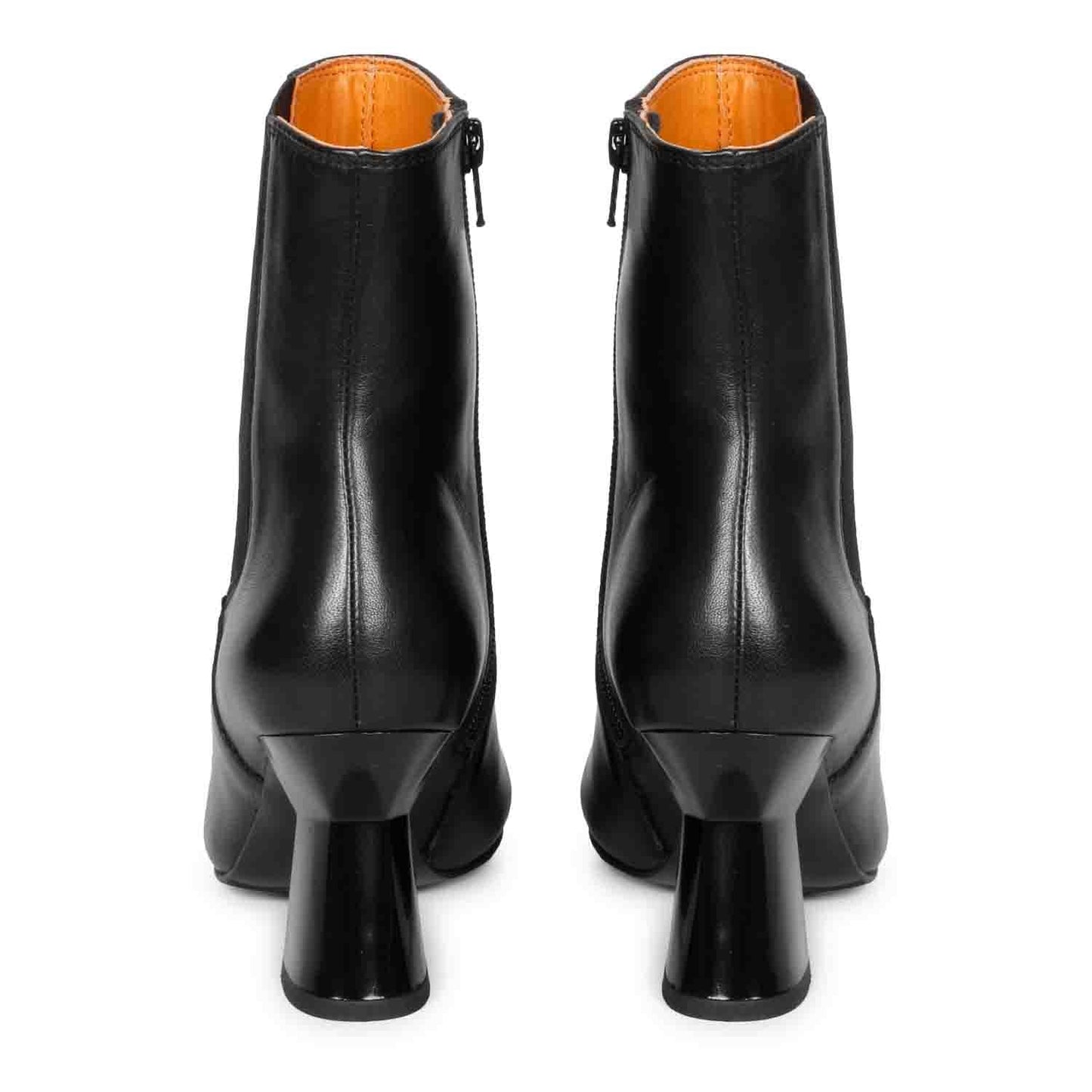 Saint Elliana Black Leather Sculpted Heel Inside Zip Boots