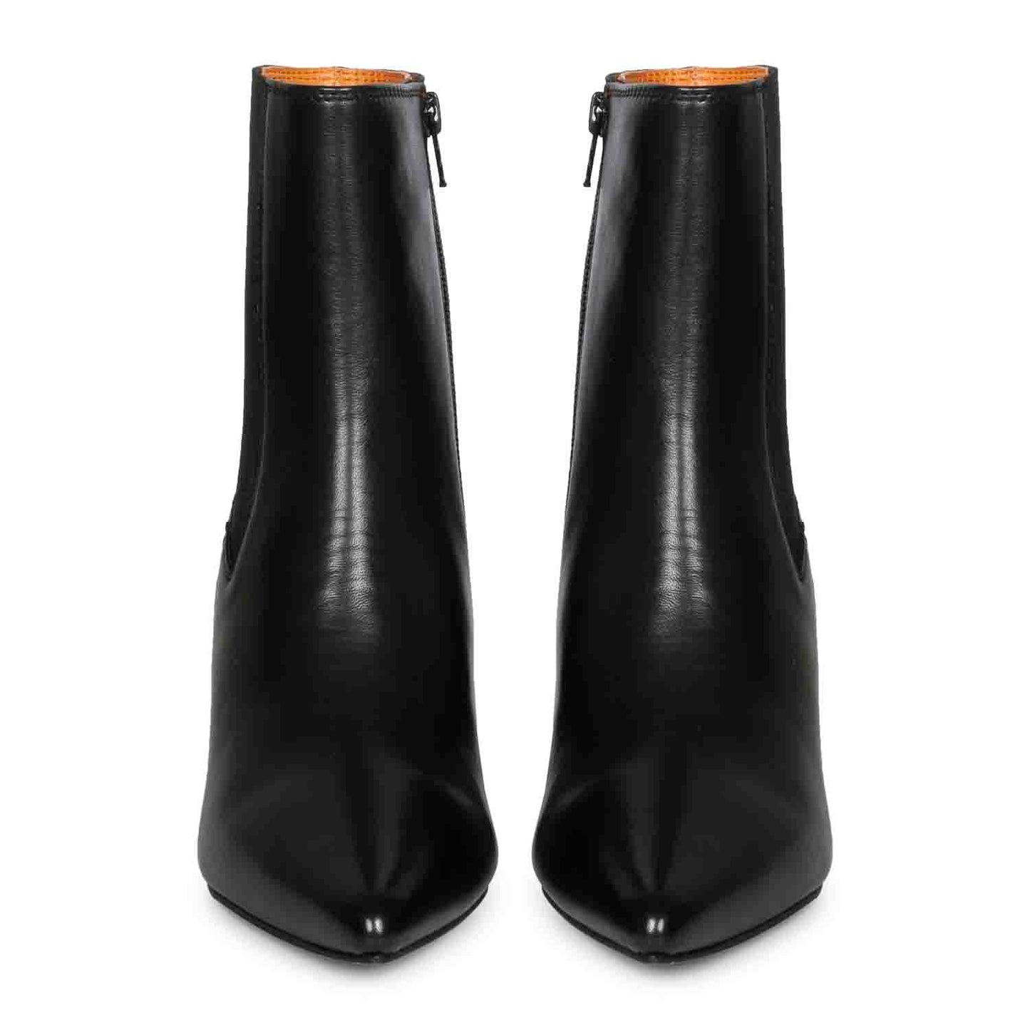 Saint Elliana Black Leather Sculpted Heel Inside Zip Boots