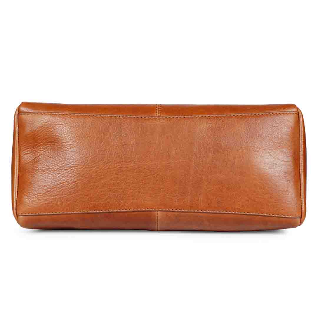 Favore Womens Tan Leather Structured Shoulder Bag