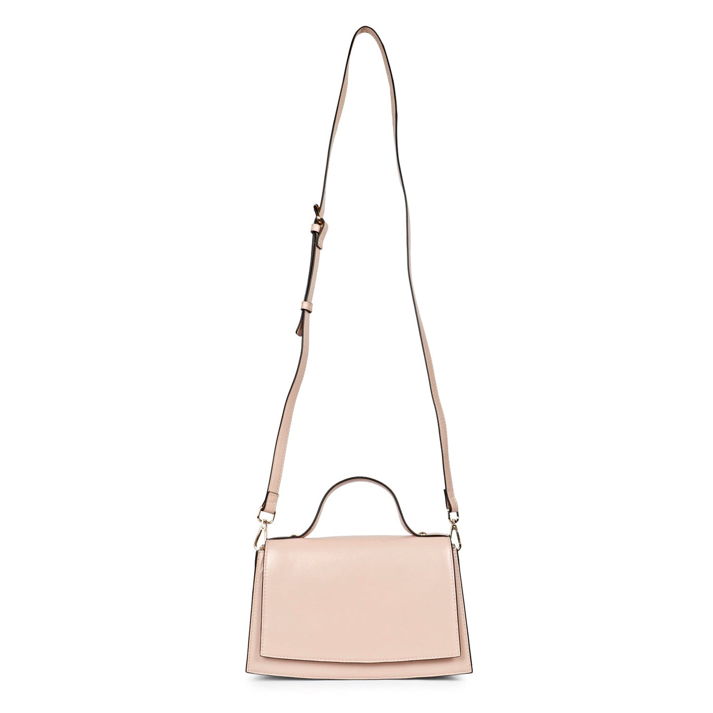 Favore Peach Leather Structured Handheld Bag With Detachable Sling