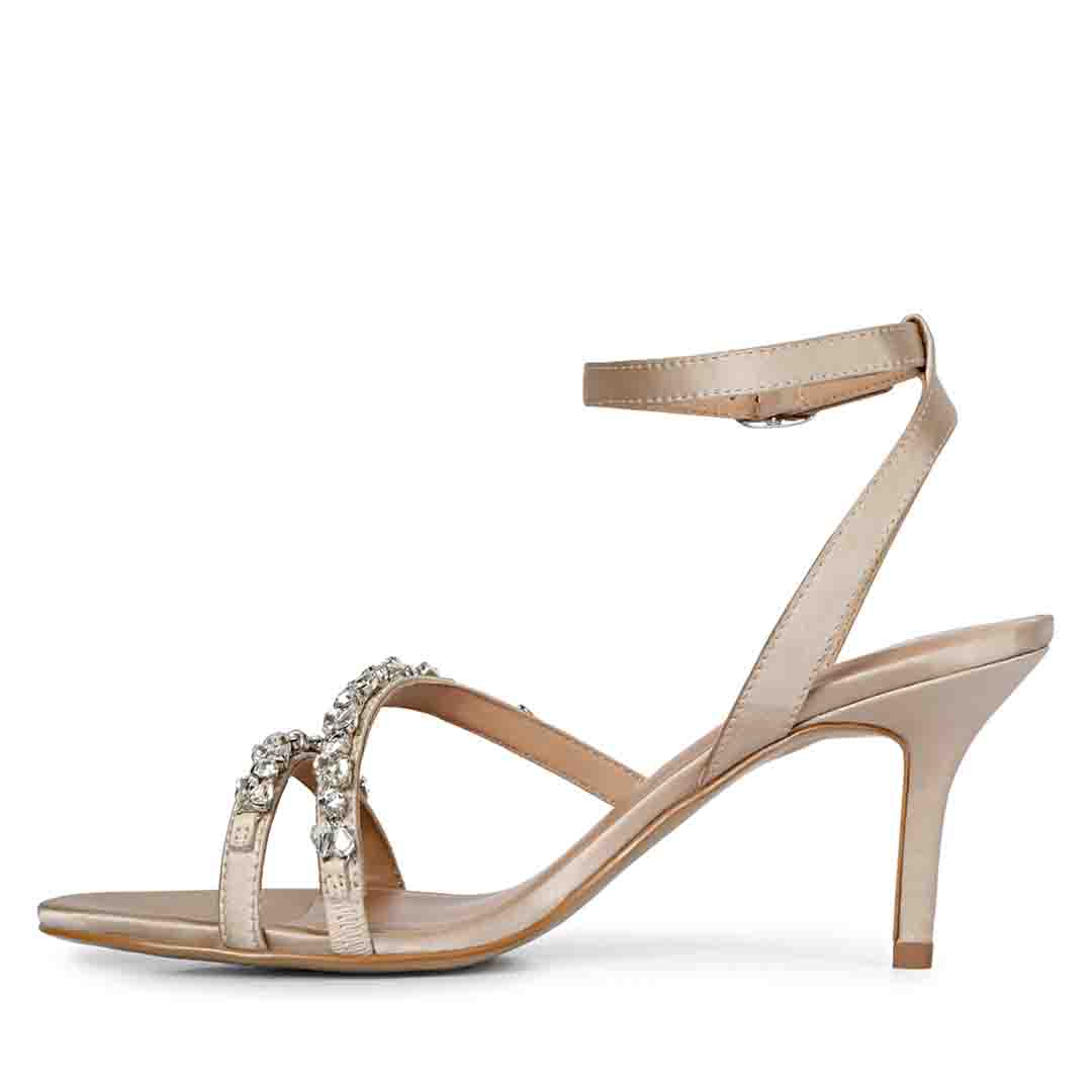 Saint Shelby Fringed Block Heels, Gold