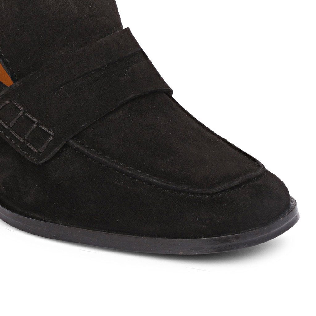 Saint Amelia Black Suede Leather Handcrafted Moccasins