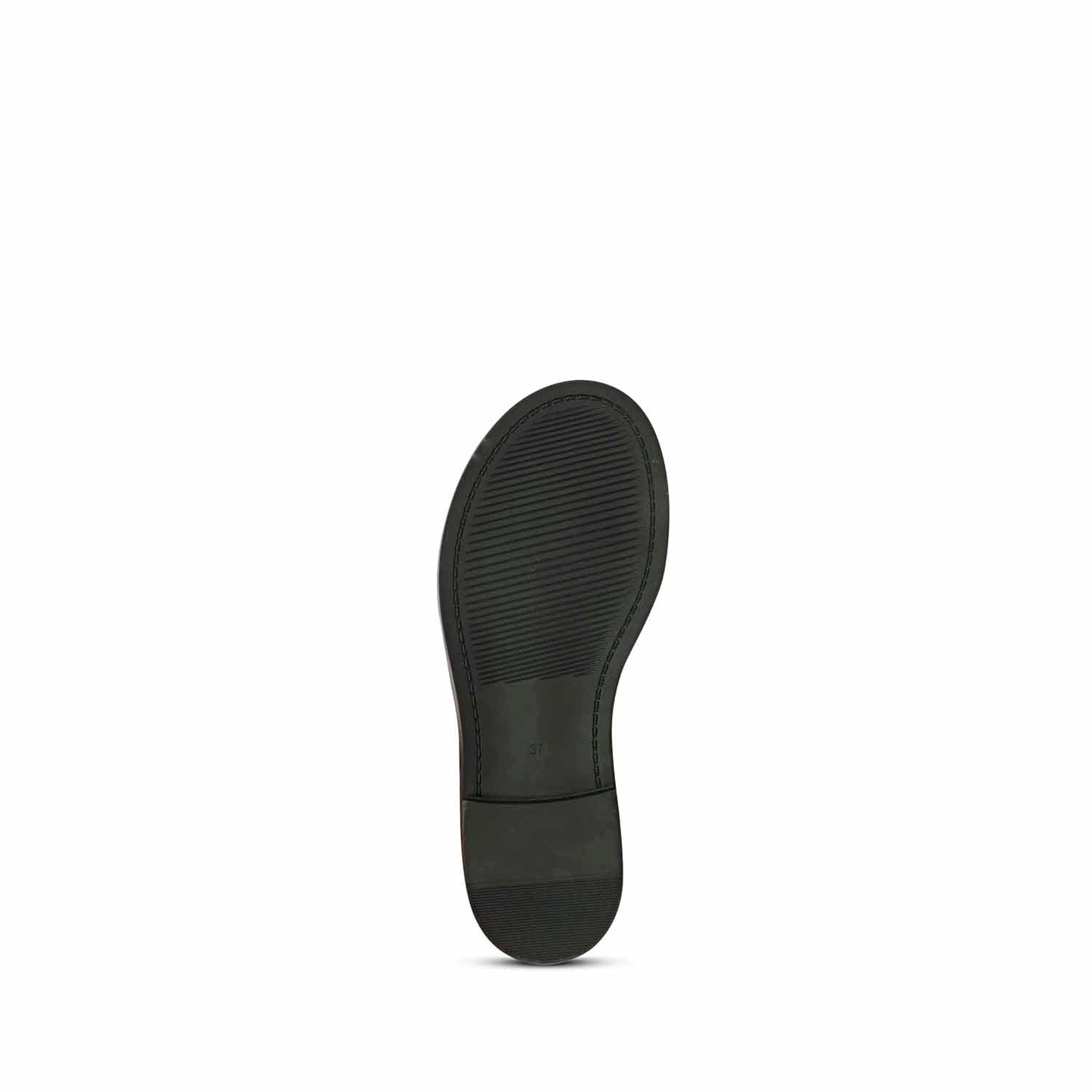 ViviBlu Black Leather Flat Sandals Embellished With Gun Metallic Straps