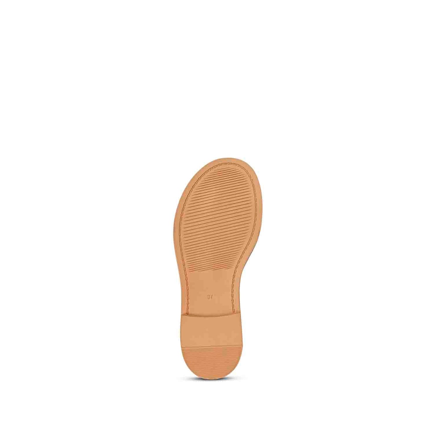 ViviBlu Tan Leather Flat Sandals Embellished With Champagne Straps