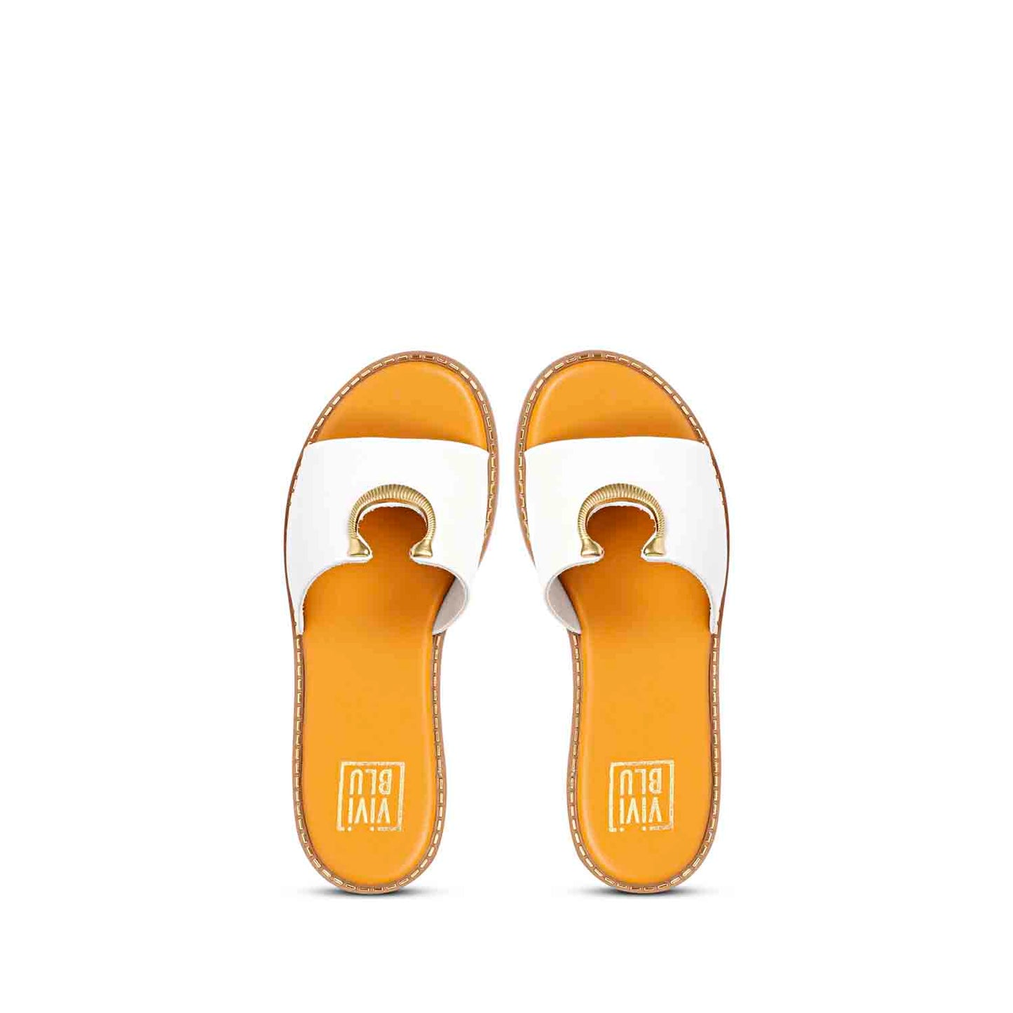 ViviBlu White Leather Flat Sandals