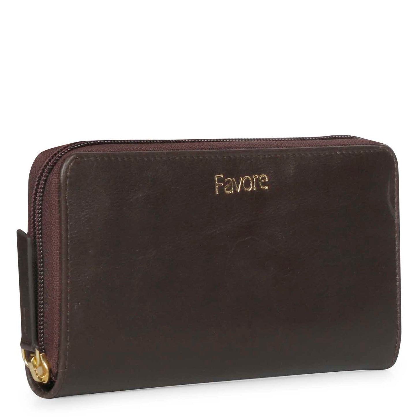 Favore Dark Brown Leather Purse Clutches
