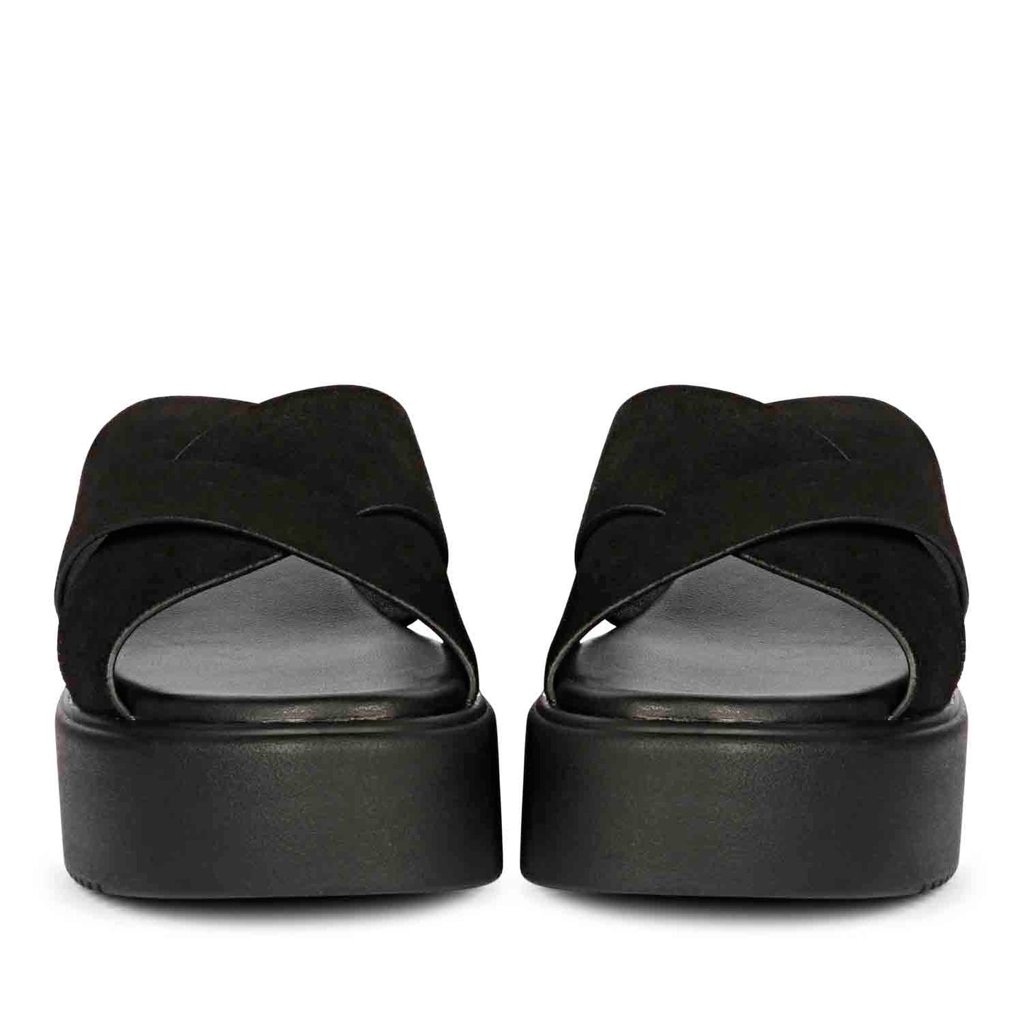 ViviBlu Black Leather Platform Sandals